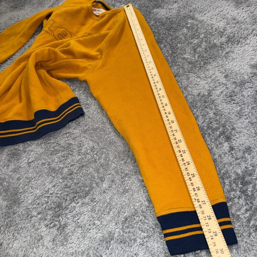 Levi's Men 3LGLK1944 Crewneck Sweatshirt Large Mustard Yellow Raglan Cotton